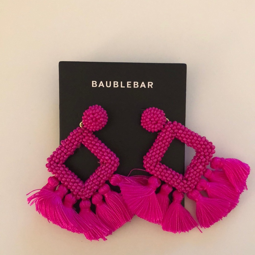 NWT - BaubleBar Hot Pink Earrings. Still in original packaging.